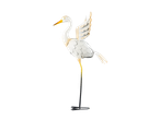 Sculpture de héron en métal blanc.