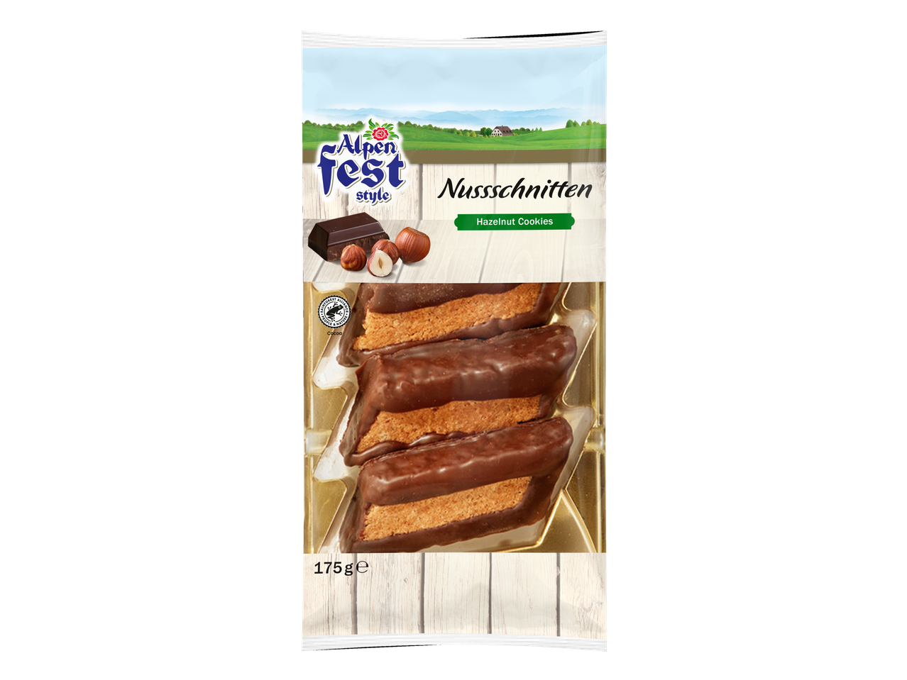 Alpenfest Nusschnitten Hazelnootkoekjes in verpakking
