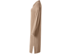 Beige lång poloklänning i stickad kvalitet med slits.