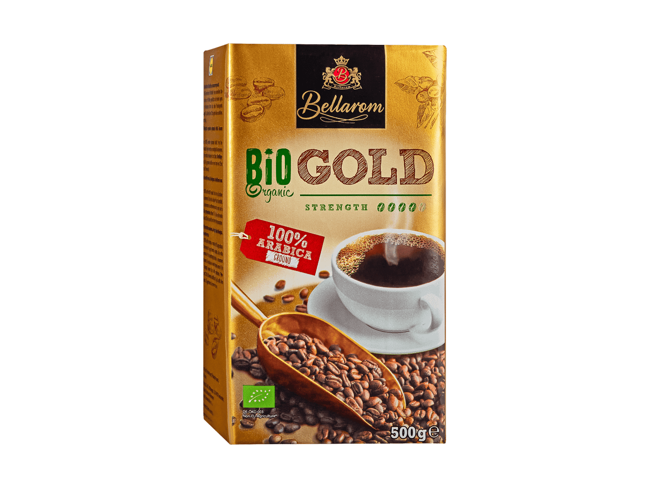 Bellarom Bio Gold Kaffee mit 100% Arabica Bohnen und 500g Inhalt.