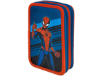 Spider-Man themed pencil case with blue and red colors, featuring Spider-Man giving a thumbs up.