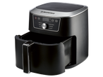 SILVERCREST XL Air Fryer, black and silver, with the drawer pulled out.