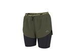 Мъжки къси панталони за бягане 2 в 1 в масленозелено и черно