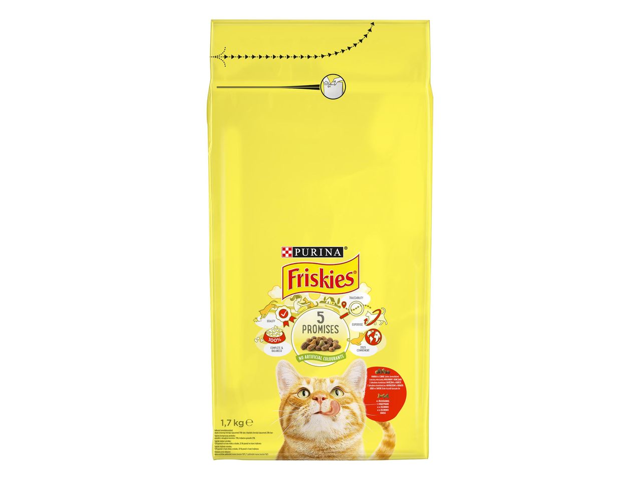 Purina Friskies macskaeledel 1,7 kg-os kiszerelésben.