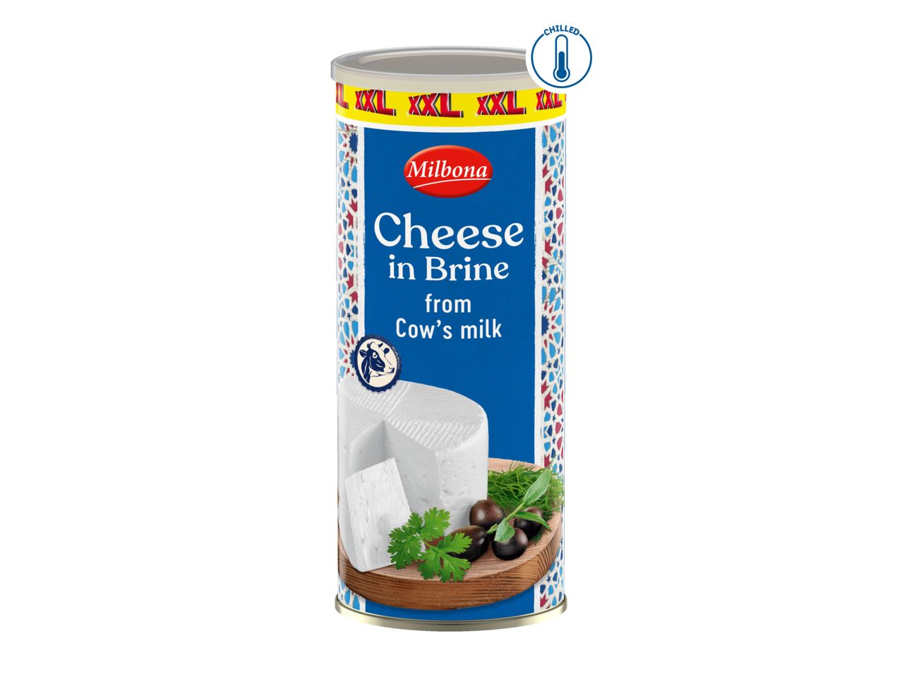 Milbona Cheese in Brine from cow's milk in a can.