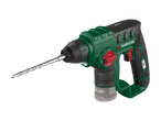 Ciocan rotopercutor PARKSIDE verde și negru cu burghiu, cu logo-ul „X 12V Team”.
