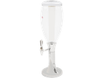 Modern glass and metal beverage dispenser.