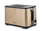 SilverCrest 2-slice toaster in a champagne gold finish with black accents.