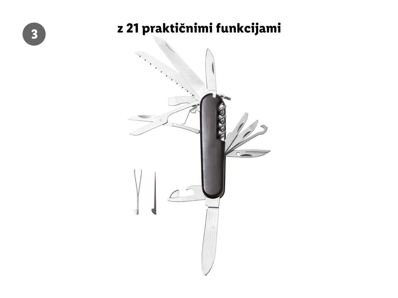 21-delni večnamenski nož z različnimi orodji.