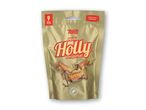 En guldpose med Toms Mini Holly Original-slik, der viser 9 stykker og individuel indpakning.