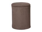 Brown corduroy storage ottoman with a removable lid