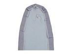 Light grey ironing board cover with a drawstring and cord lock.