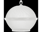 A white mesh food cover with a handle.