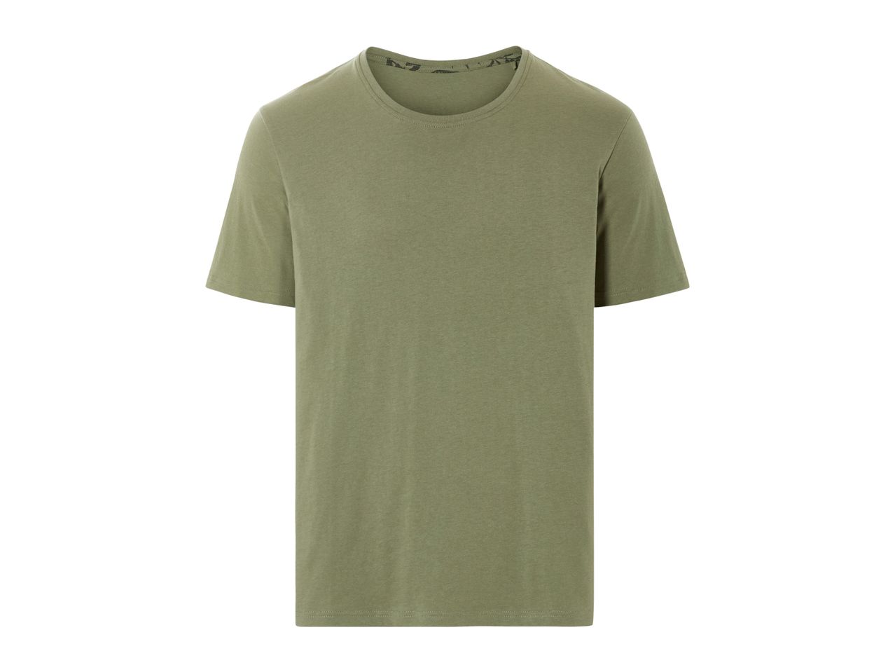 Olive green crew neck t-shirt.