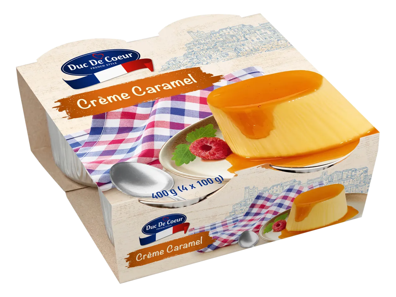 Confezione di Crème Caramel Duc De Coeur, stile francese, 400g (4 x 100g).