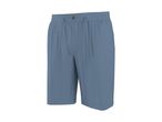Men's blue shorts with an elasticated waist, drawstring, and button detail.