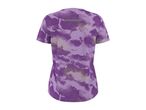 Purple and light purple tie-dye t-shirt with diagonal stripes and a grey reflective strip