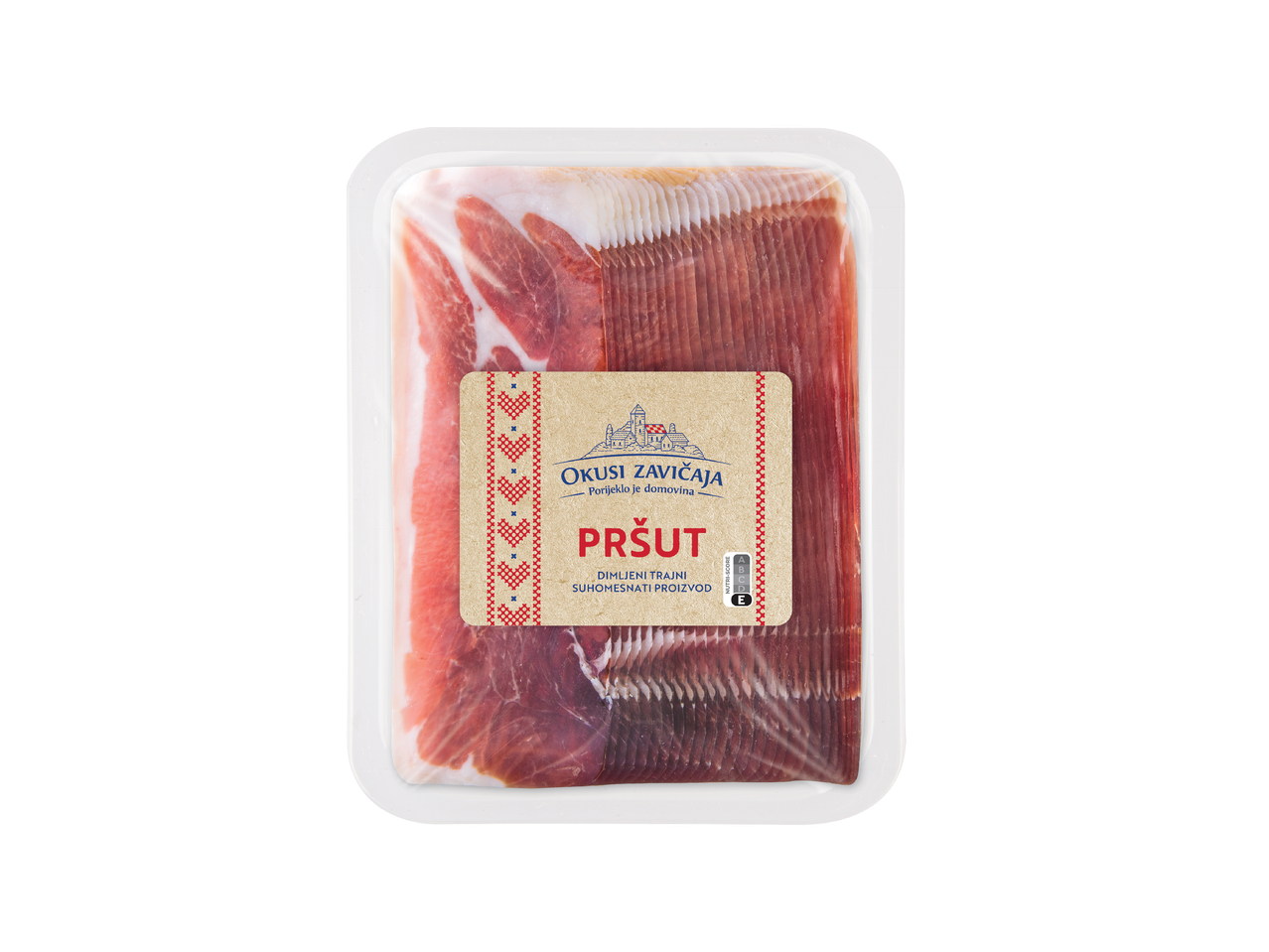 Pakirano narezano sušeno meso s etiketom 