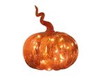 Light-up glass pumpkin decoration with a curly stem