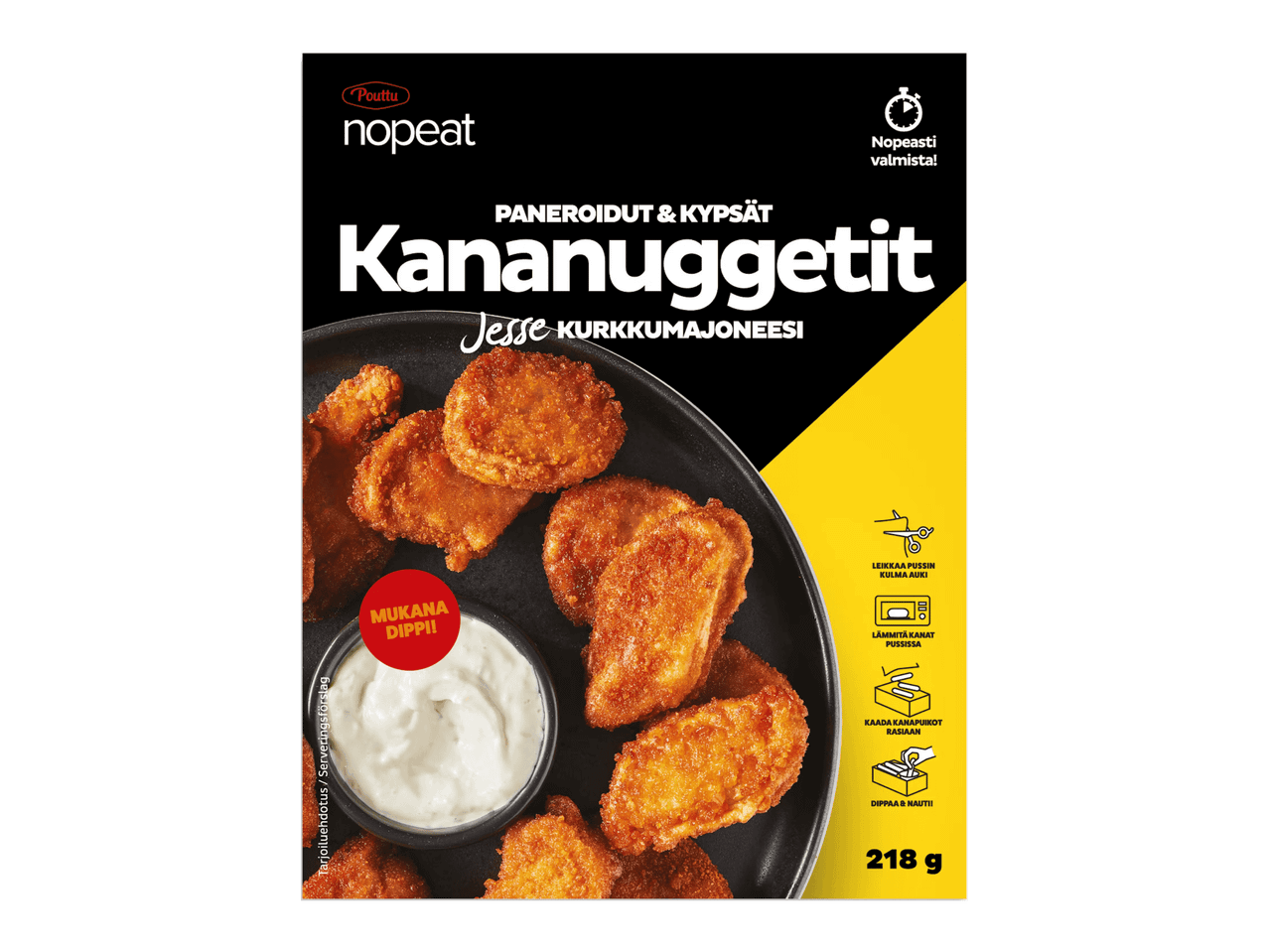 Pouttu Nopeat Paneroidut & Kypsät Kananuggetit Jesse Kurkkumajoneesilla