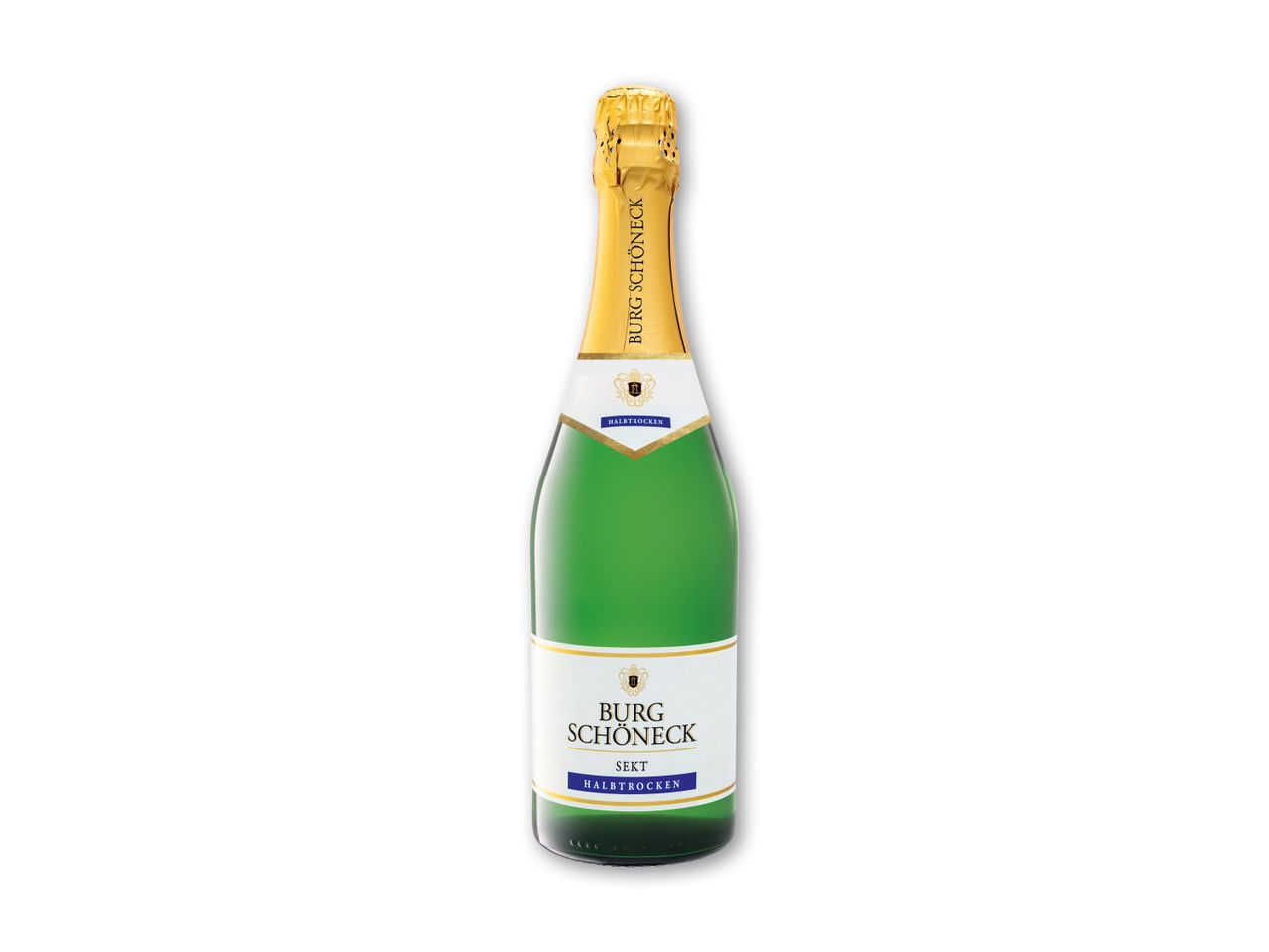 En flaske Burg Schönneck Sekt Halbtrocken.