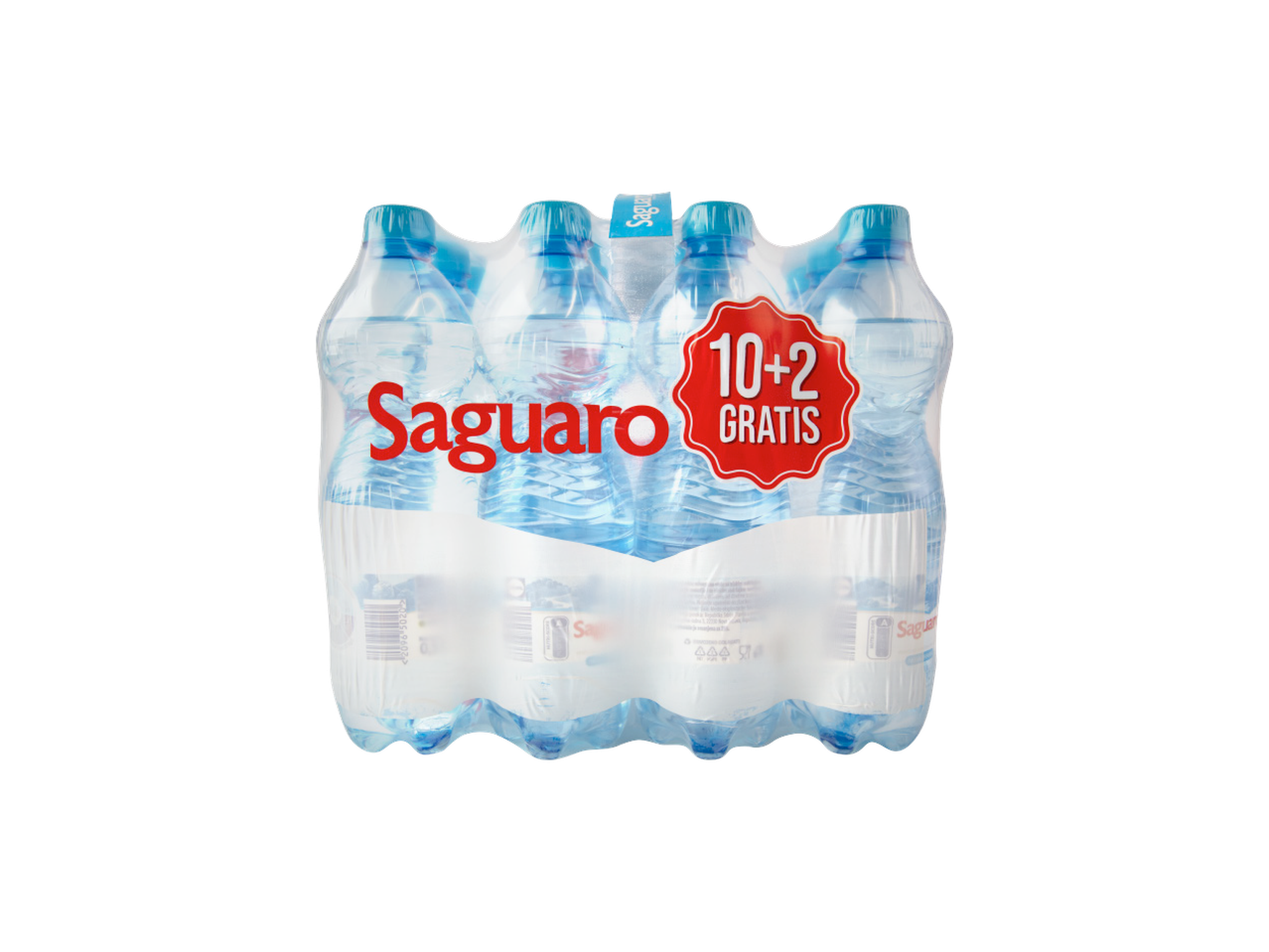 Pakovanje od 12 flaša vode, sa natpisom „10+2 GRATIS“.