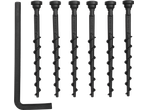 Six black ground anchors with a hex key, marked PA6+GF30.
