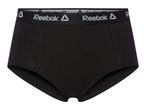 Black women's high-waisted briefs with a logo waistband.
