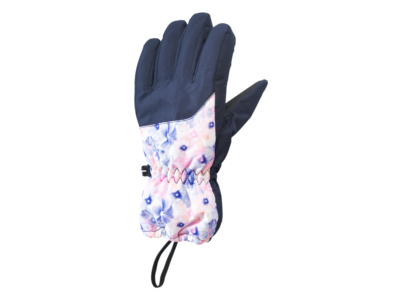 CRIVIT Kids' Ski Gloves, navy with floral pattern