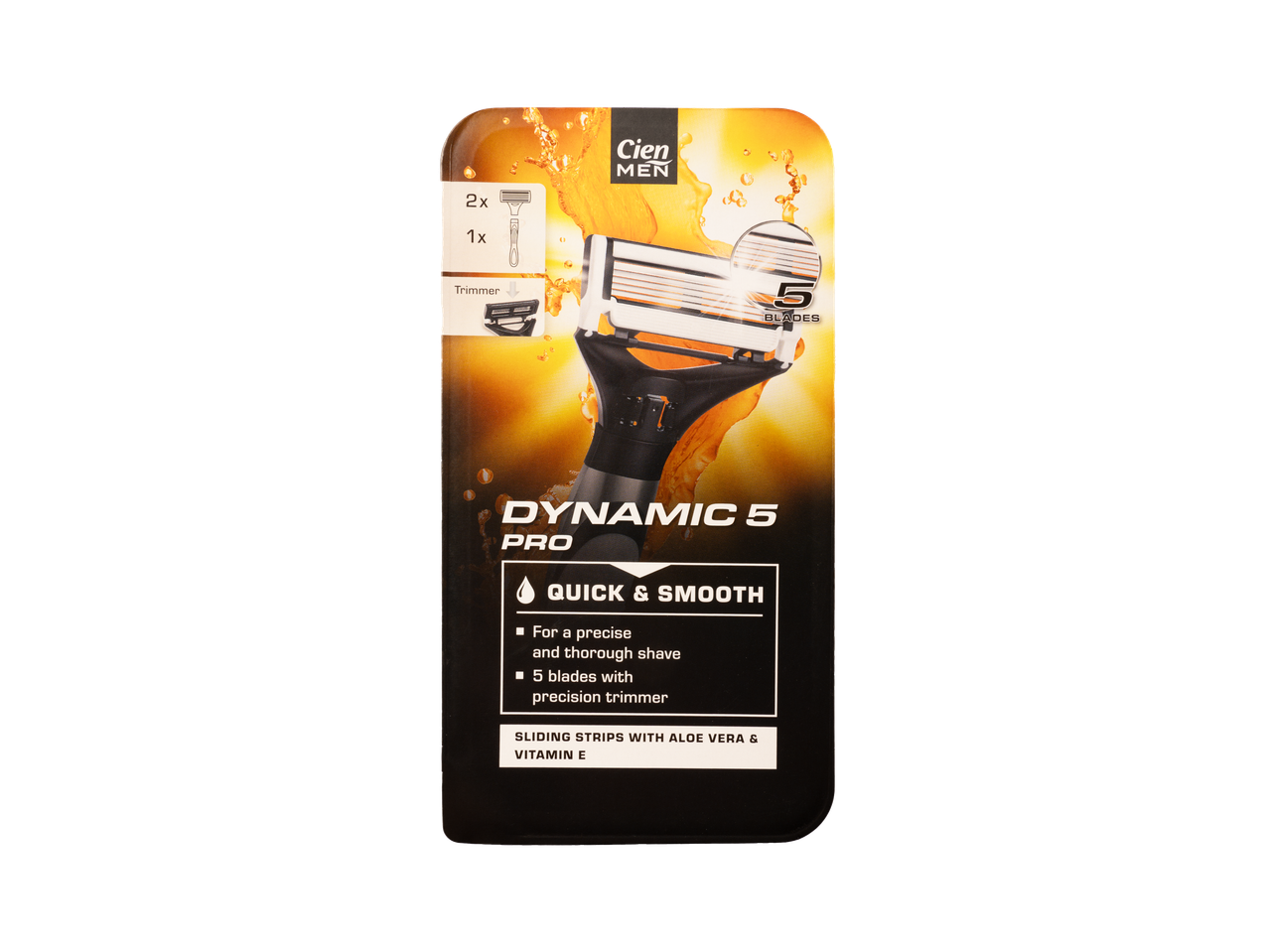 Aparat de ras Cien Men Dynamic 5 Pro cu 5 lame și trimmer de precizie, pentru o bărbierire rapidă și fină.