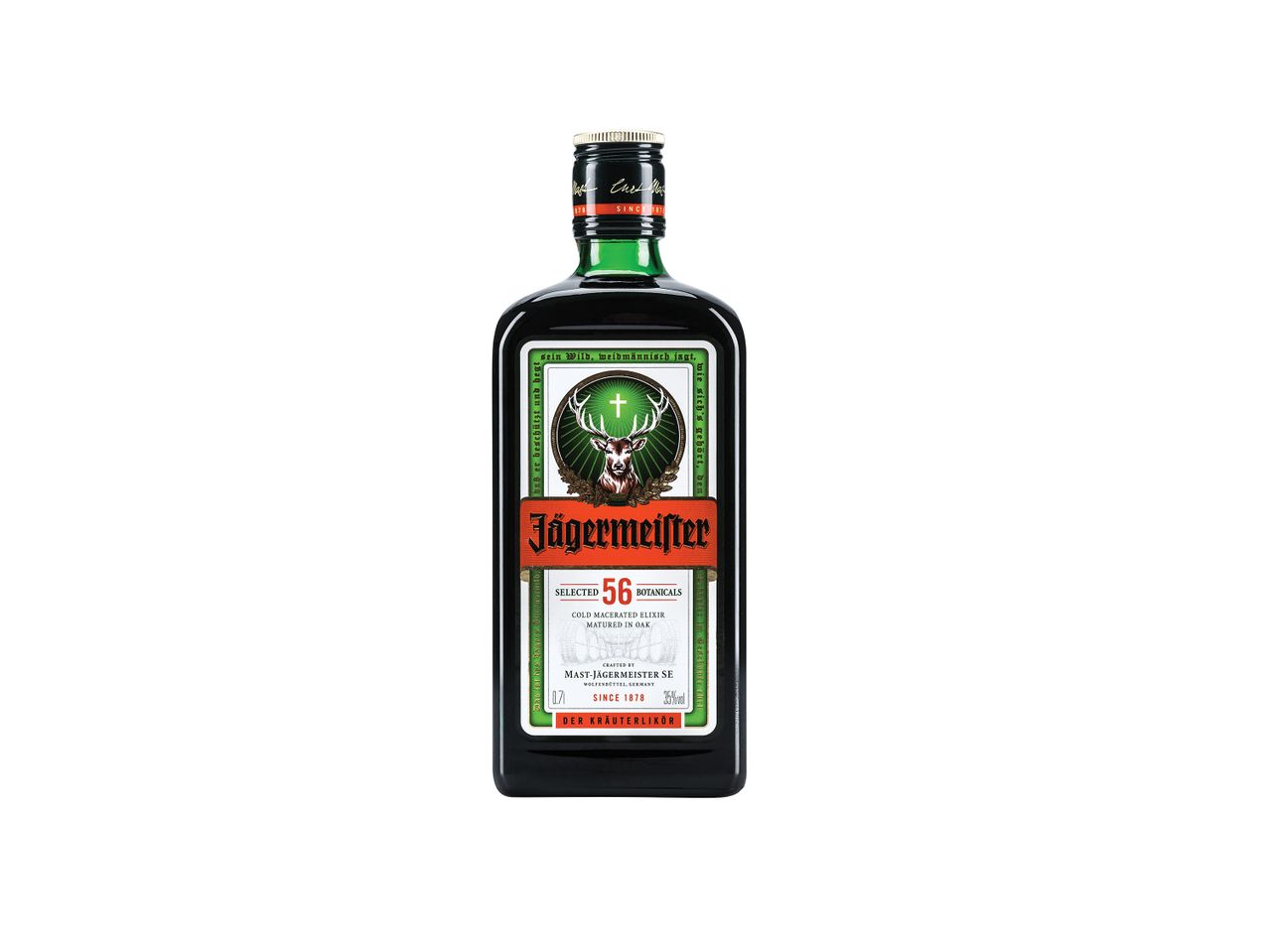 Jägermeisterio butelis, žolelių likeris.