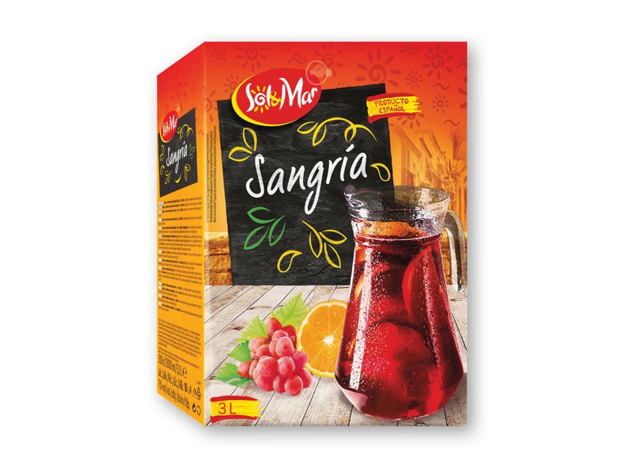 En pakke Just-Mix Sangria-pulver til at lave sangria.