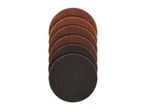 Stack of round brown and black abrasive sanding discs