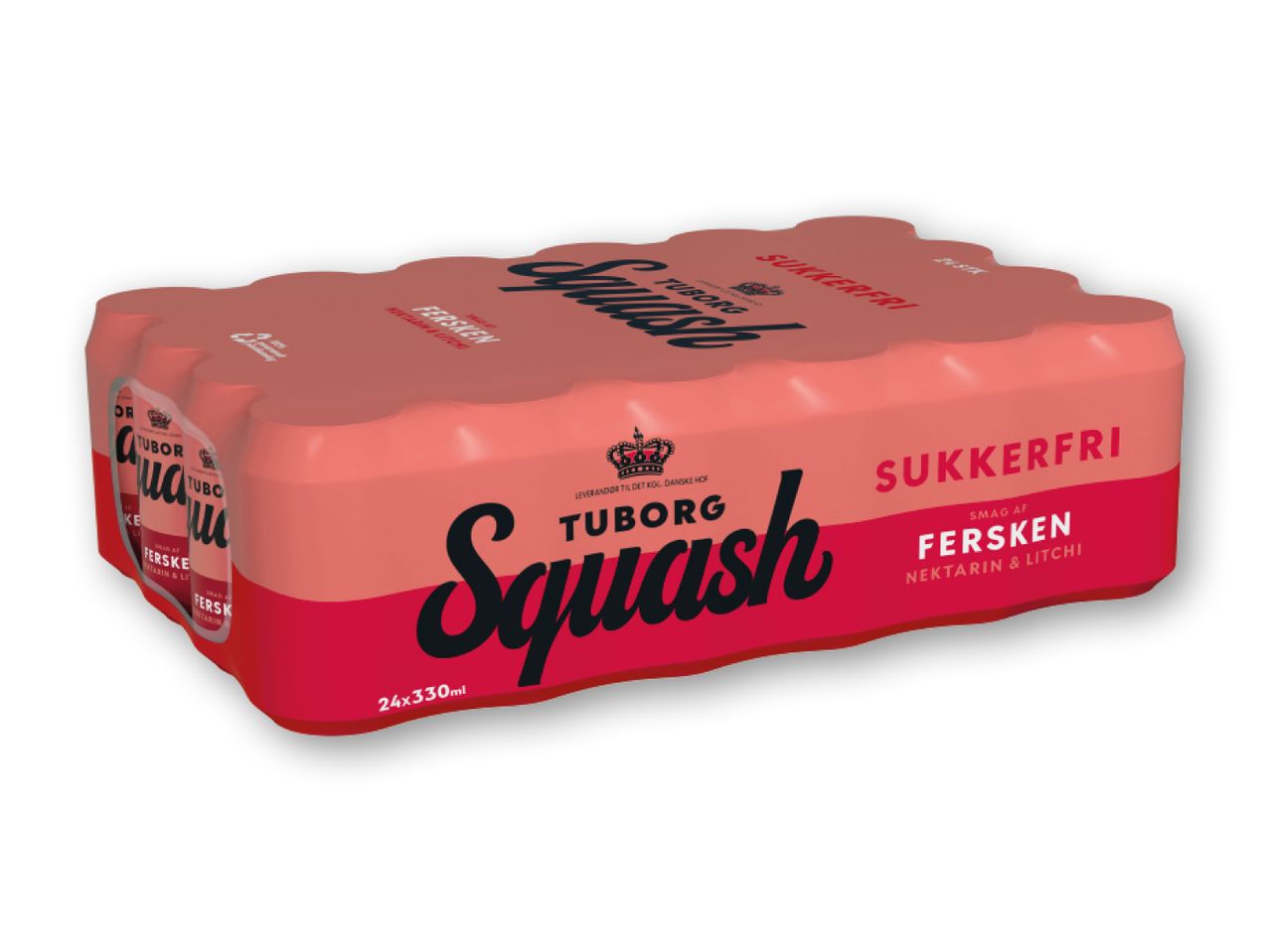 24 Tuborg Squash dåser med fersken, nektarin og litchi smag.