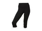 Sorte capri-leggings til kvinder med høj talje og synlige sømme.
