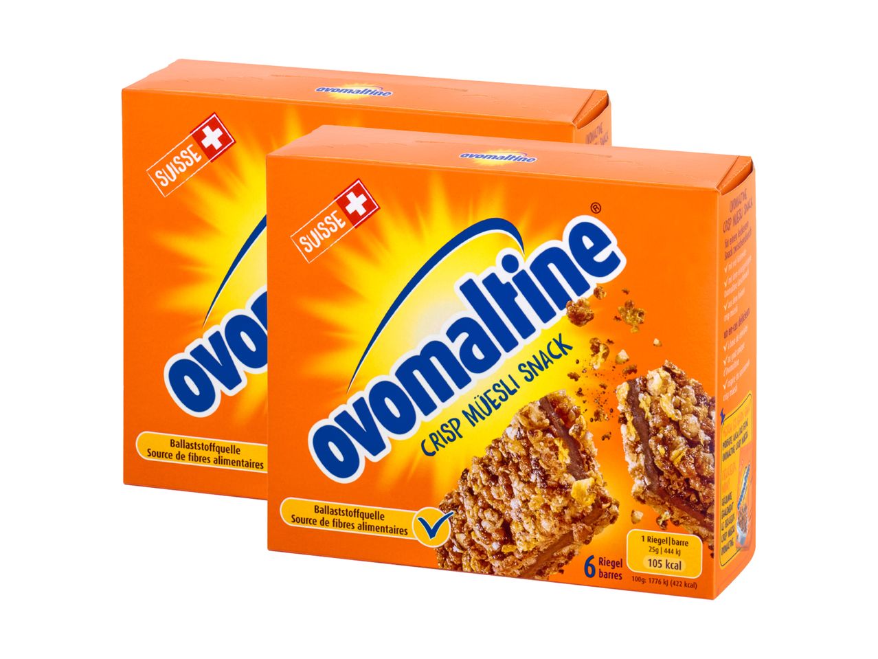 Zwei Packungen Ovomaltine Malzkaffee.