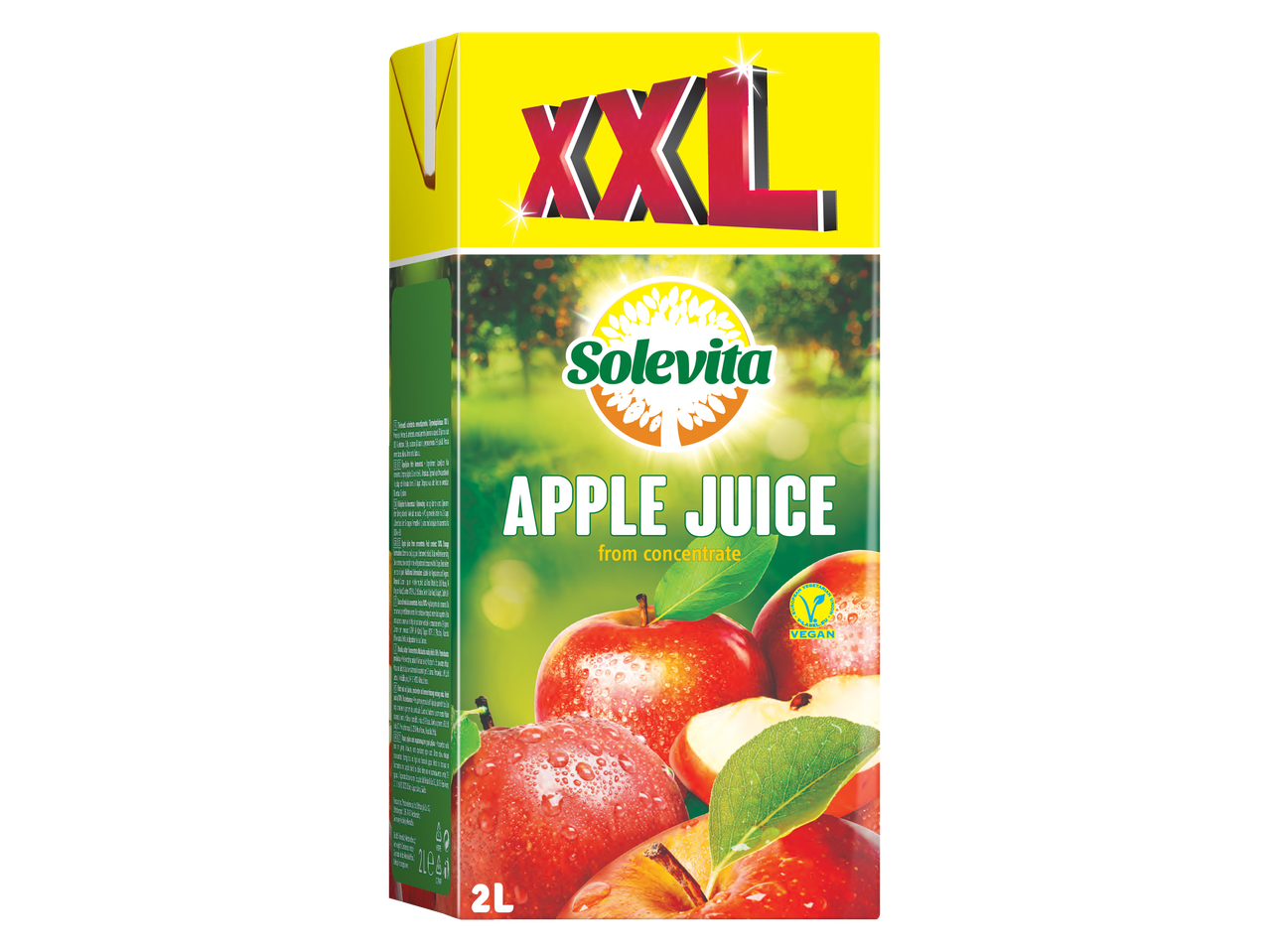 Solevita XXL apple juice from concentrate, vegan.