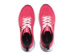 Pair of pink and white athletic shoes with white laces, top-down view.