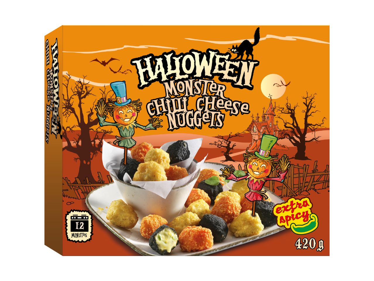 Go to full screen view: Halloween Monster Chilli Cheese Nuggets - Image 1