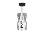 A silver, woman-shaped corkscrew.