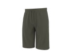Muške kratke hlače ESMARA MEN u maslinasto zelenoj boji s elastičnim pojasom i vezicom.