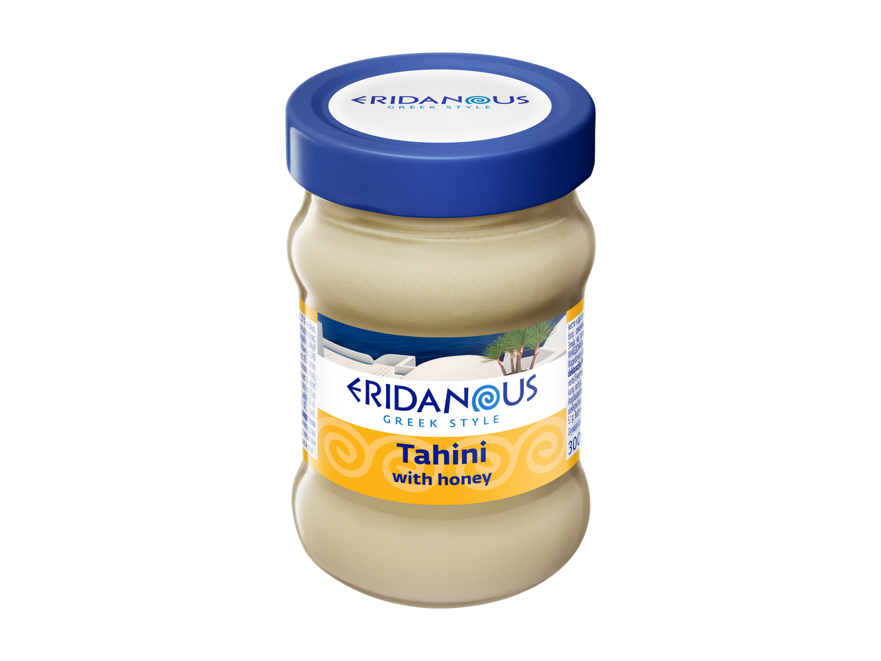 Graikiško stiliaus tahinio su medumi stiklainis