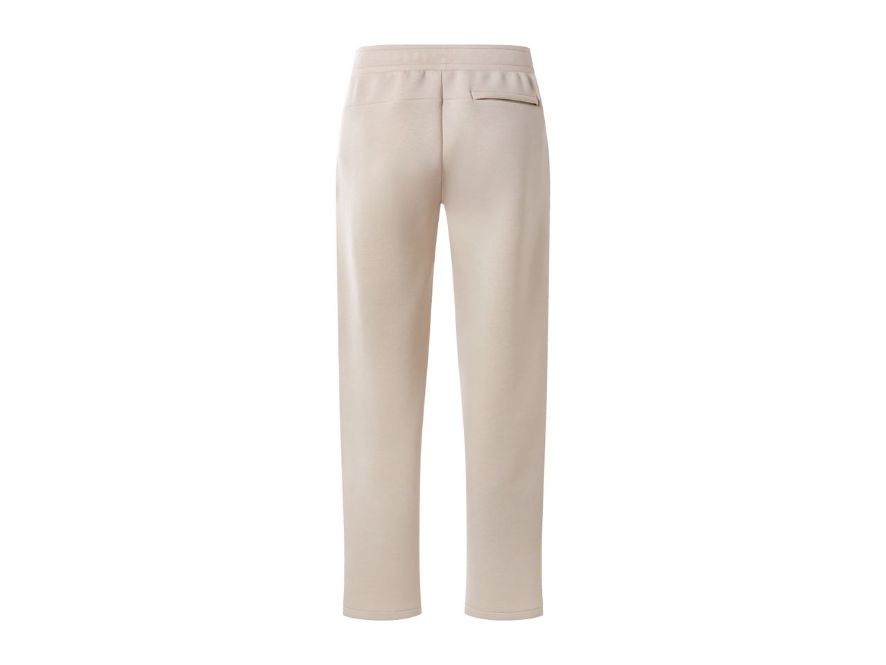Beige men's sweatpants with an elastic waistband and a back pocket.
