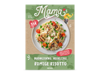 Een verpakking voor romige risotto met kip, champignons, erwten en cherrytomaatjes, met 559 kcal per portie.