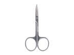 Stainless steel nail scissors with a pointed tip and finger holes