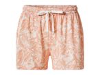 Women's patterned shorts with an elastic waistband and drawstring, featuring a tropical leaf print.