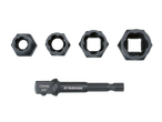 Conjunto de extratores de porcas Parkside OWIM 3/8' e broca adaptadora.