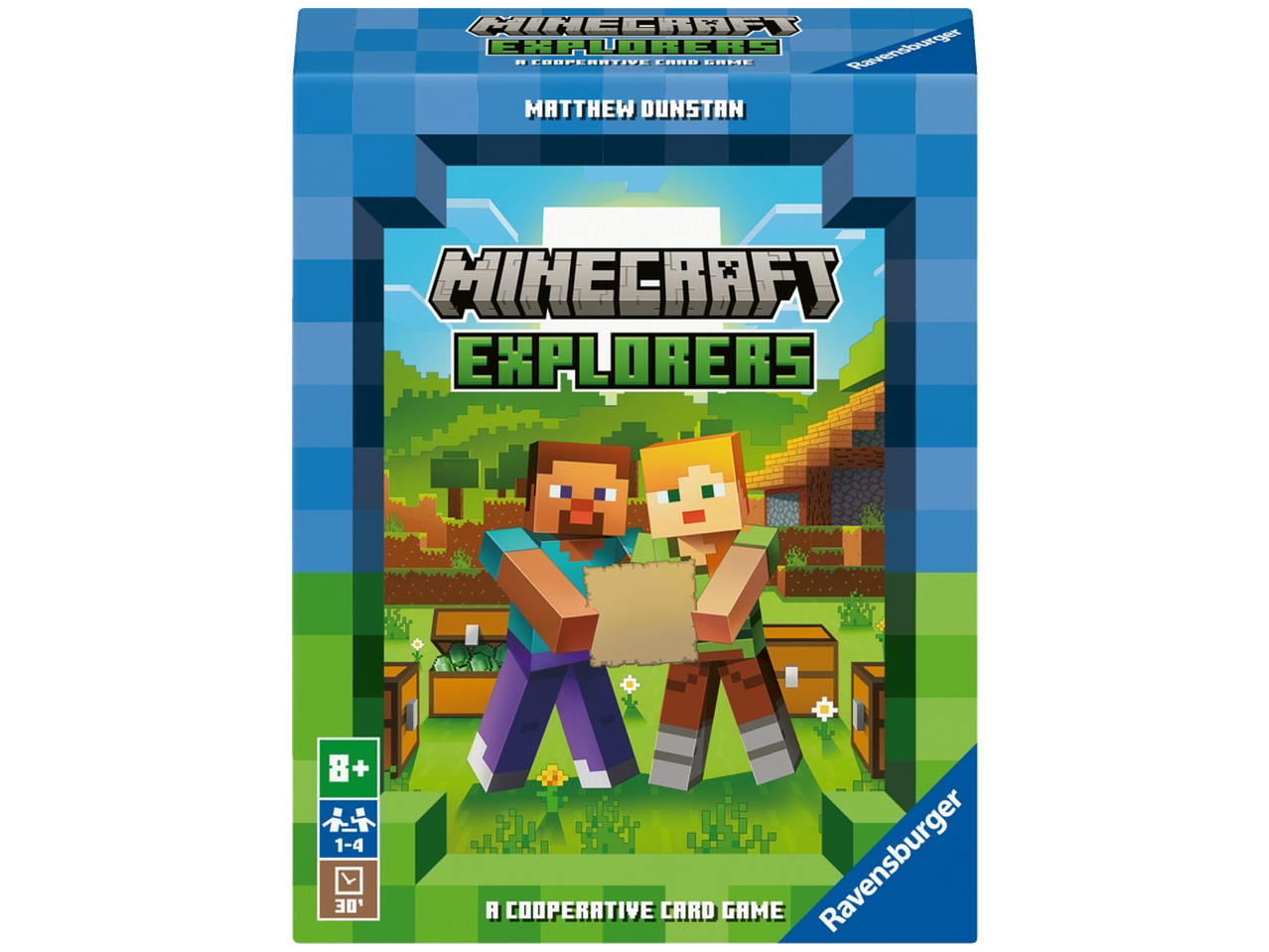 Minecraft Explorers: συνεργατικό παιχνίδι καρτών για 1-4 παίκτες, 8+, 30 λεπτά.