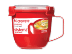 Rote Sistema Mikrowellen-Suppentasse mit Deckel und Griff, 565ml, BPA-frei