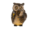Eine Eulenfigur mit einem Baby-Eulen-Design, das ein warmes Licht ausstrahlt.